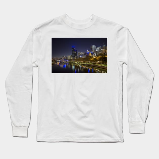 Southbank footbridge, Melbourne, Victoria, Australia Long Sleeve T-Shirt by VickiWalsh